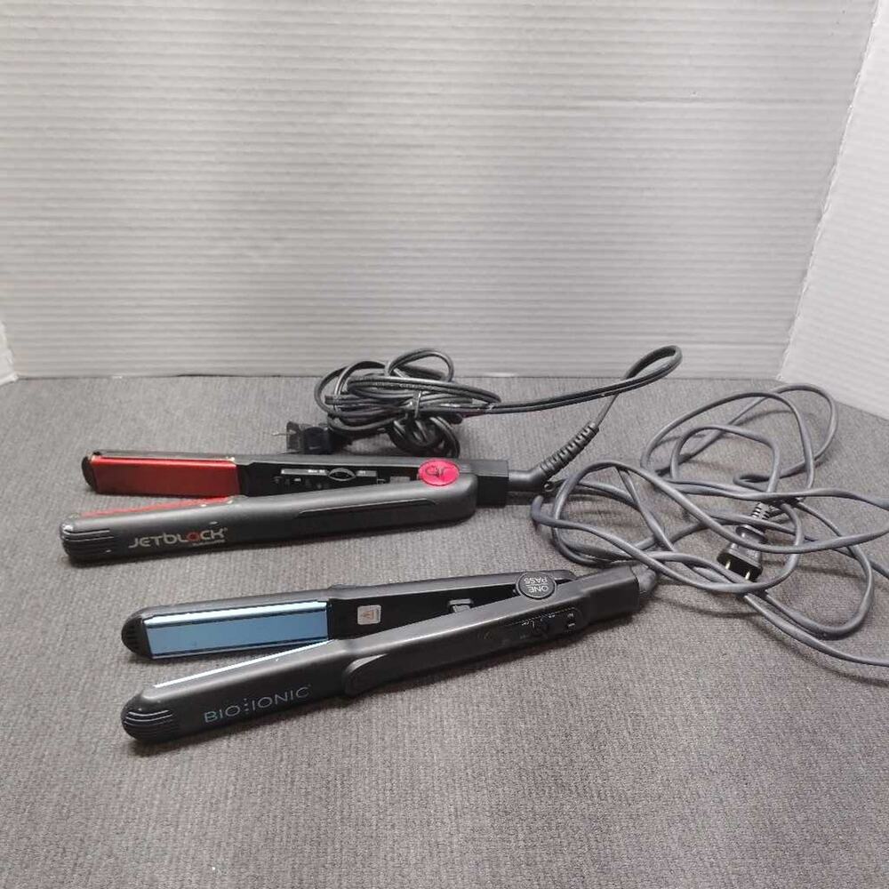 Bio Ionic Jet Black Flat Irons Hair Straighteners 2 Pcs For Parts